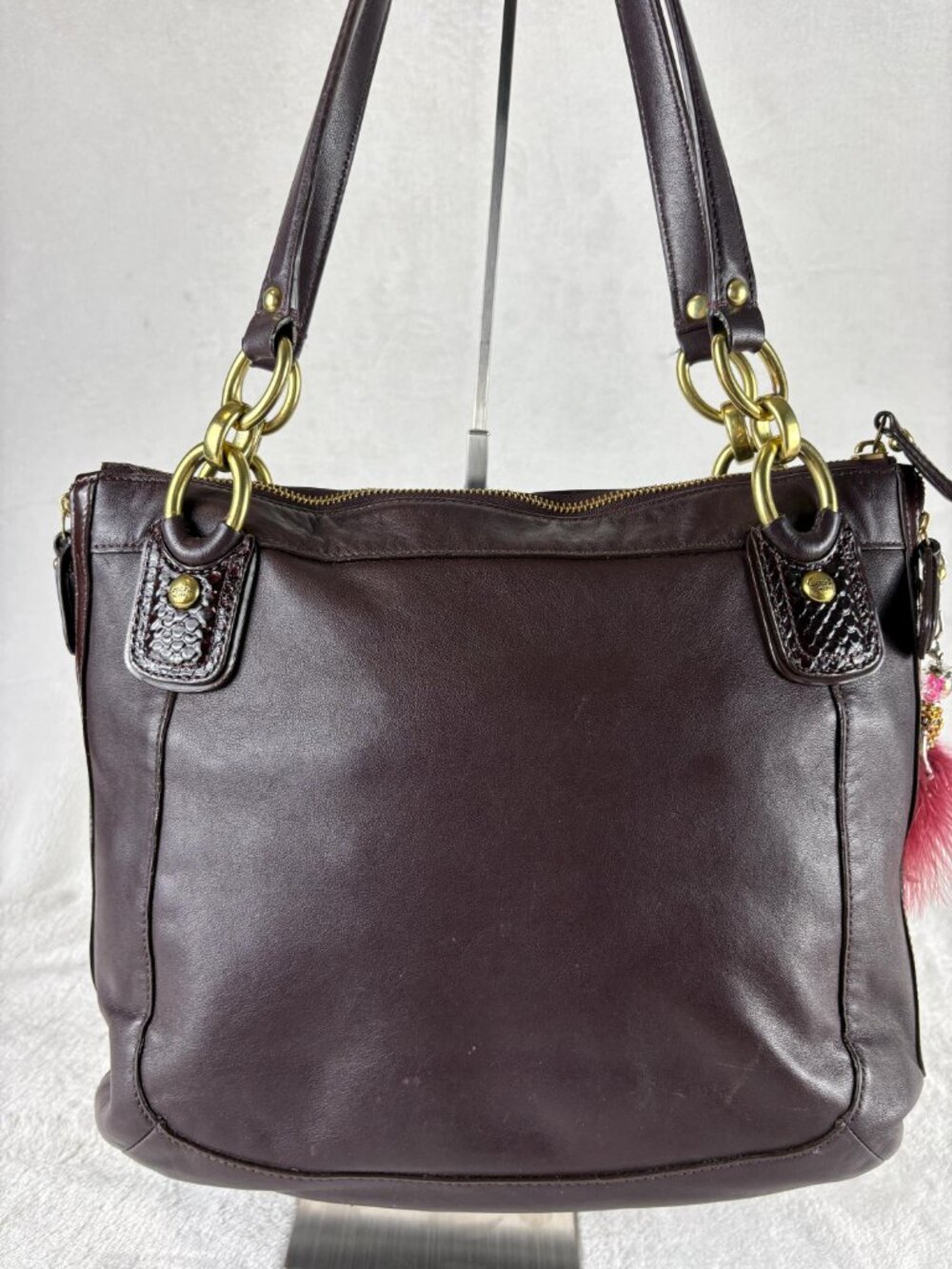 Coach Kristin Spectator Zip Tote in Eggplant/Ostrich Embossed and Patent Leather - Picture 4 of 16